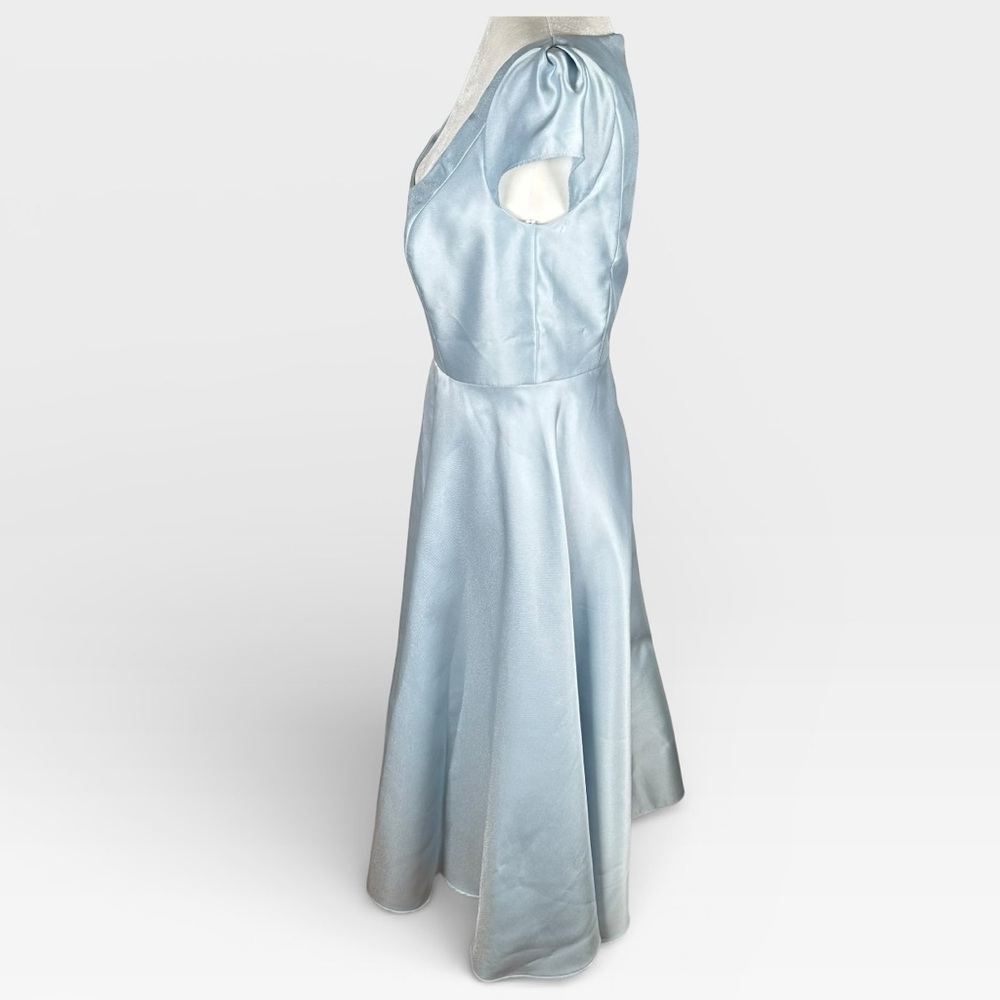 Alfred Sung Wedding Formal Fit & Flare Mist Blue Satin D798 Sz 4 NWT - Picture 3 of 8